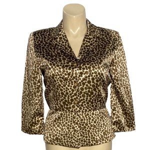 David Warren New York‎ 12 Blazer Jacket Dressy Work Party Cream Brown Polka Dots